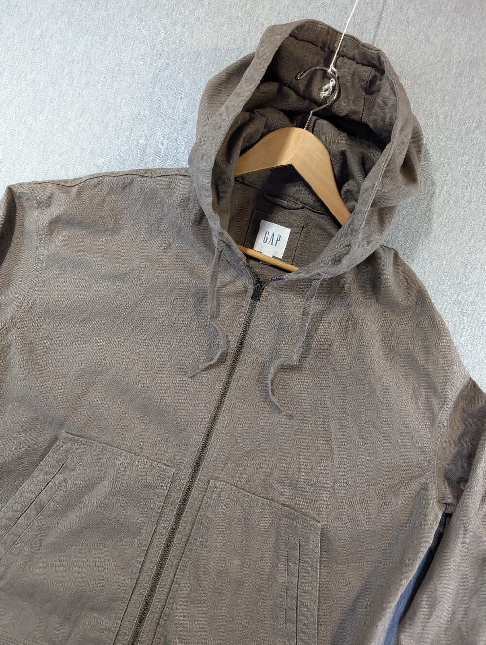 Gap Workwear Canvas Hooded Jacket Men's Large Brown Full Zip